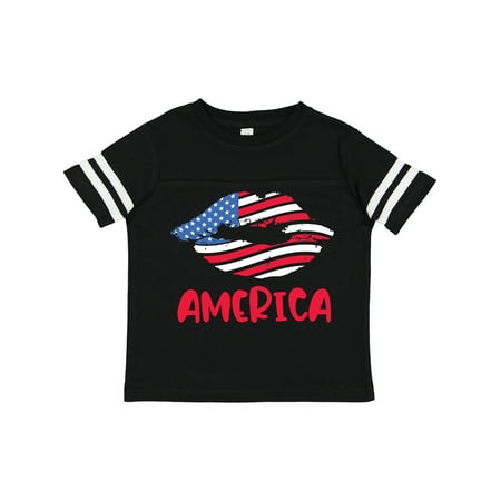 Inktastic American Flag Lips Gift Toddler Toddler Girl T-Shirt