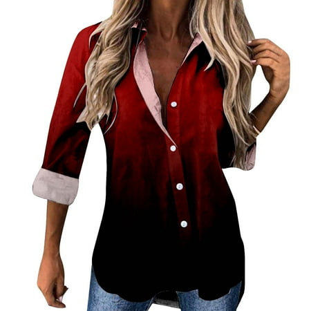 Women Lapel Shirt Long Sleeve Shirt Colorful Gradient Print Long Sleeve Shirt Button Top Blouse Long Sleeve Knit Short Sleeve Shirts Women Pajama Shirt Women Long Sleeve Button up Blouse Women up
Women Lapel Shirt Long Sleeve Shirt Colorful Gradient Print Long Sleeve Shirt Button Top Blouse Long Sleeve Knit Short Sleeve Shirts Women Pajama Shirt Women Long Sleeve Button up Blouse Women up