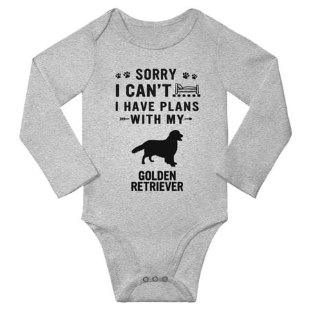 Sorry I Can t I Have Plans With My Golden Retriever Baby Long Sleeve Romper (Gray 12-18 Months)
Sorry I Can t I Have Plans With My Golden Retriever Baby Long Sleeve Romper (Gray 12-18 Months)