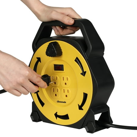 DEWENWILS Extension Cord Reel with 25 FT Power Cord Hand Wind Retractable 16/3 AWG SJTW 4 Grounded Outlets
DEWENWILS Extension Cord Reel with 25 FT Power Cord Hand Wind Retractable 16/3 AWG SJTW 4 Grounded Outlets