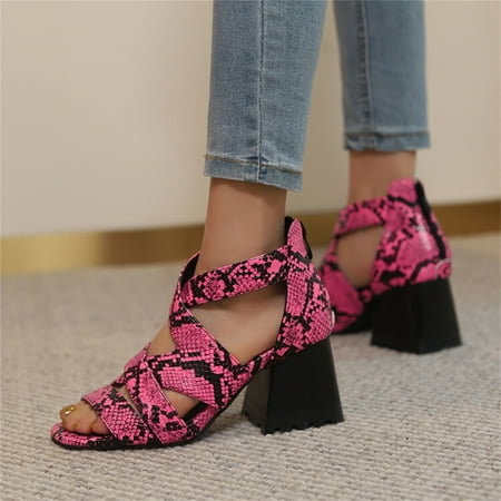 XIAQUJ Ladies Fashion Leather Snakeskin Hollow Open Toe Thick High Heel Back Zipper Roman Sandals Sandals for Women Hot Pink 7(38)
XIAQUJ Ladies Fashion Leather Snakeskin Hollow Open Toe Thick High Heel Back Zipper Roman Sandals Sandals for Women Hot Pink 7(38)