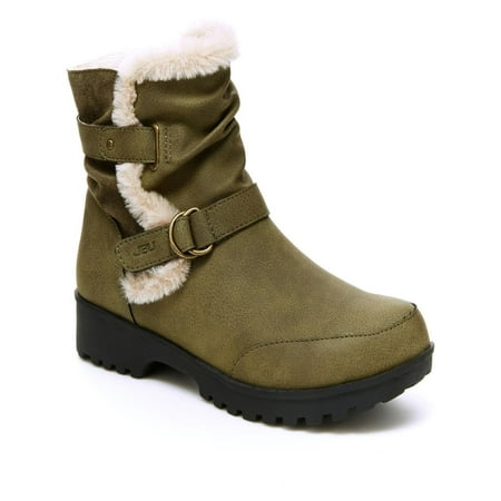 JBU by Jambu Womens Indiana Faux Fur Faux Leather Ankle Boots