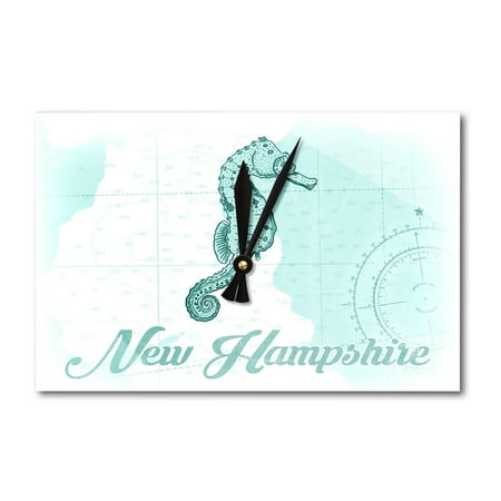 New Hampshire - Seahorse - Teal - Coastal Icon - Lantern Press Artwork (Acrylic Wall Clock)