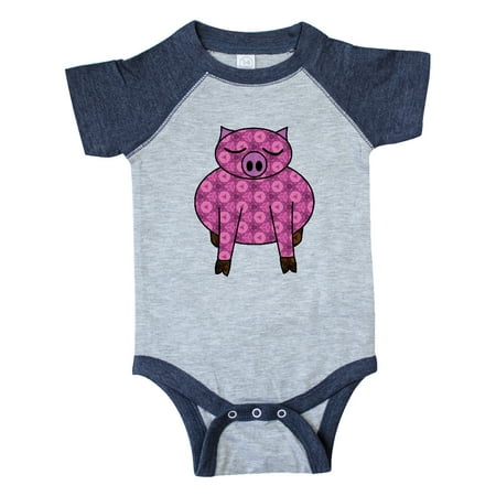 Inktastic Patterned Pig Gift Baby Boy or Baby Girl Bodysuit