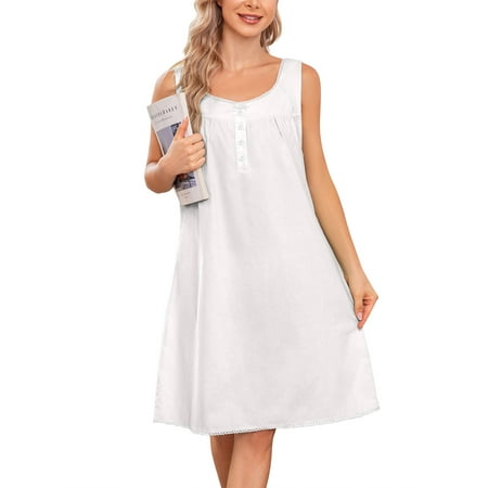 Noilla Ladies Sleep Dress Tank Nightgown Sleeveless Sleepwear Women Lounge Chemise V Neck Night Gowns White L
Noilla Ladies Sleep Dress Tank Nightgown Sleeveless Sleepwear Women Lounge Chemise V Neck Night Gowns White L