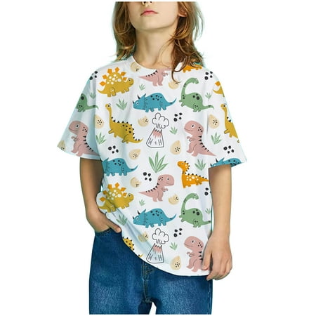 Tejiojio Girls and Toddlers Soft Cotton Clearance Girls Boys Fashion Short Sleeve Cartoon Dinosaur Pattern Tops Child Crewneck Summer Casual Loose Tshirt
Tejiojio Girls and Toddlers Soft Cotton Clearance Girls Boys Fashion Short Sleeve Cartoon Dinosaur Pattern Tops Child Crewneck Summer Casual Loose Tshirt