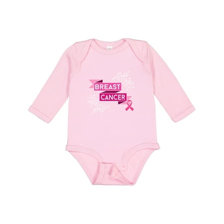 Inktastic Breast Cancer Awareness Pink Ribbon Banner Gift Baby Girl Long Sleeve Bodysuit