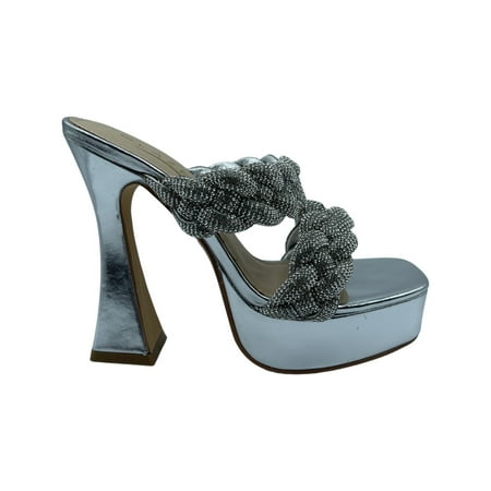 Glaze Women s Square Open Toe Platform Bennie-2 Silver Size 7.5