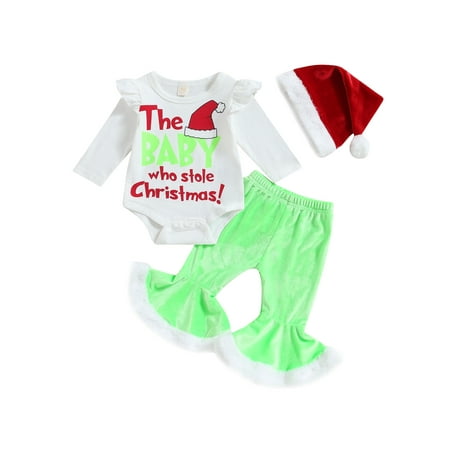 Qtinghua Newborn Baby Girl Boy Christmas Outfits Letter Print Long Sleeve Romper Long Pants Hat 3Pcs Fall Clothes Green 12-18 Months
Qtinghua Newborn Baby Girl Boy Christmas Outfits Letter Print Long Sleeve Romper Long Pants Hat 3Pcs Fall Clothes Green 12-18 Months