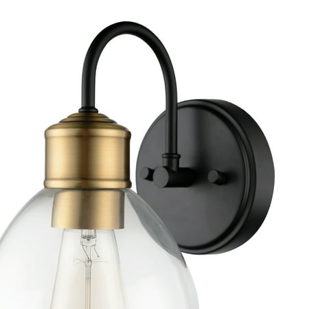 EOSZOOJY Brown 1-Light Dark Bronze Wall Sconce with Clear Glass Shade 51714