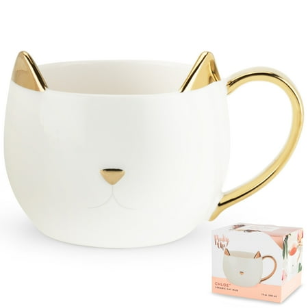 Pinky Up Chloe Ceramic Cat Tea Mug or Cat Coffee Mug - Cat Shaped Mug - Gifts for Cat Lovers - 12oz White with Gold Details Set of 1
Pinky Up Chloe Ceramic Cat Tea Mug or Cat Coffee Mug - Cat Shaped Mug - Gifts for Cat Lovers - 12oz White with Gold Details Set of 1