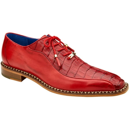 Belvedere Gabriele Caiman Dress Shoe Crocodiles Ant. Cherry B04