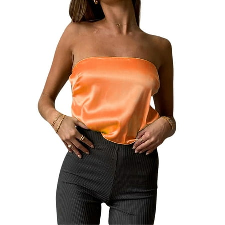 CIYCuIT Women Satin Strapless Crop Tops Sexy Sleeveless Tube Top Bustier Low Cut Backless Tanks Cami Aesthetic Clothes
CIYCuIT Women Satin Strapless Crop Tops Sexy Sleeveless Tube Top Bustier Low Cut Backless Tanks Cami Aesthetic Clothes