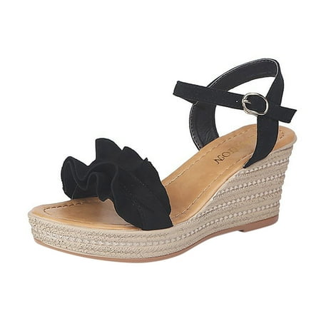 HGWXX7 Women Summer Fashion Sandals Buckle Strap Wedges Retro Peep Toe Sandals Shoes For Women Black 37
HGWXX7 Women Summer Fashion Sandals Buckle Strap Wedges Retro Peep Toe Sandals Shoes For Women Black 37
