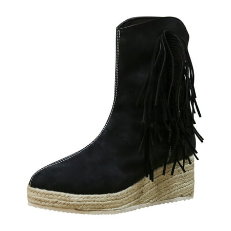 ZMHEGW Womens Boots Winter Ladies Tassel Round Toe Solid Short Boots Mid Wedge Slope Heel Large Size Vintage Western Zipper Ankle Boots Shoes
ZMHEGW Womens Boots Winter Ladies Tassel Round Toe Solid Short Boots Mid Wedge Slope Heel Large Size Vintage Western Zipper Ankle Boots Shoes