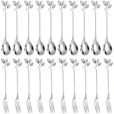 Dessert Spoon Fork Set 20 Pcs 4.7 Inch Cake Fork Coffee Spoon Creative Silver Leaf Fruit Fork (10 Spoon + 10 Fork)
Dessert Spoon Fork Set 20 Pcs 4.7 Inch Cake Fork Coffee Spoon Creative Silver Leaf Fruit Fork (10 Spoon + 10 Fork)