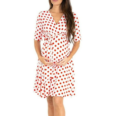 Pregnant Maternity Dresses Summer Women Polka Dot/Floral Print Pregnant Clothes Short Sleeve with Adjustable Waist Strap
Pregnant Maternity Dresses Summer Women Polka Dot/Floral Print Pregnant Clothes Short Sleeve with Adjustable Waist Strap