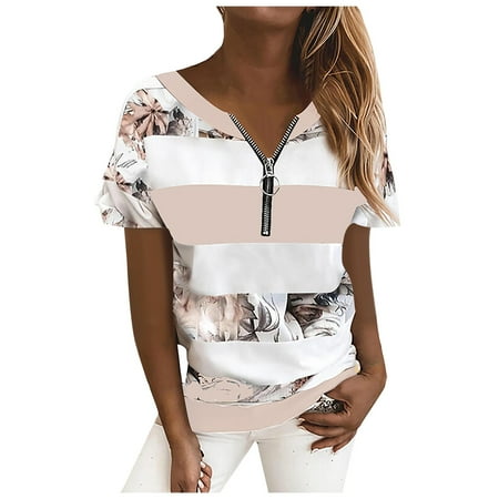 Pianpianzi Dry Fit Sleeve Tunic Tops for Women Short Sleeve Tucked Scrub Top Women Striped Floral Stitching Zipper Short Sleeve T-Shirt Blouse Pullover Tops
Pianpianzi Dry Fit Sleeve Tunic Tops for Women Short Sleeve Tucked Scrub Top Women Striped Floral Stitching Zipper Short Sleeve T-Shirt Blouse Pullover Tops