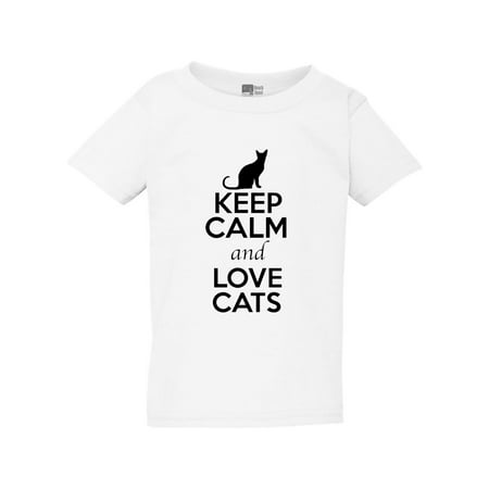 Keep Calm And Love Cats Lover Pet Kitten Animals Toddler Kids T-Shirt Tee