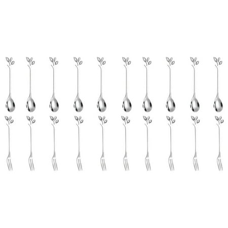 10Spoon+10Forks Stainless Steel Leaf Coffee Cake Spoon Fork Dessert Spoons Stirring Teaspoon Set Silver
10Spoon+10Forks Stainless Steel Leaf Coffee Cake Spoon Fork Dessert Spoons Stirring Teaspoon Set Silver