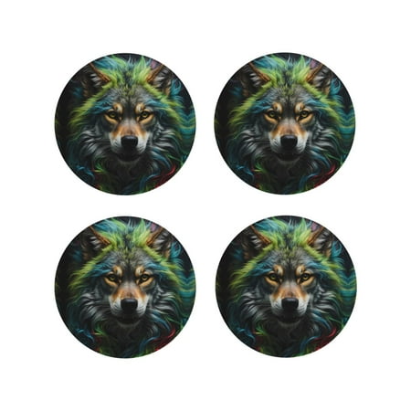 Coasters Set of 4 - Realistic Style Colorful Wolf Drink Coasters for Tabletop Protection Leather Coasters for Living Room Decor and Housewarming Gift Round Shape
Coasters Set of 4 - Realistic Style Colorful Wolf Drink Coasters for Tabletop Protection Leather Coasters for Living Room Decor and Housewarming Gift Round Shape