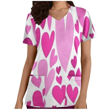 CYMMPU Women s V-Neck Pocketed Scrub_Tops Nurse Workwear Uniform Clearance Going out Tops Summer Tees Short Sleeve Shirts Trendy Valentine s Day Tunic Love Heart Printing Fashion Tshirts Hot Pink S
CYMMPU Women s V-Neck Pocketed Scrub_Tops Nurse Workwear Uniform Clearance Going out Tops Summer Tees Short Sleeve Shirts Trendy Valentine s Day Tunic Love Heart Printing Fashion Tshirts Hot Pink S
