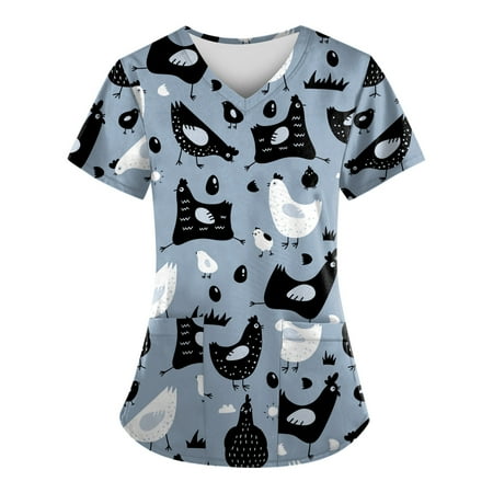 Women Scrubs Top Cartoon Printed Printed Short Sleeve V Neck Solid Color Cute Fashion With Pocket Spring Summer Daily Nursing Uniforms Nursing Care Working Uniforms
Women Scrubs Top Cartoon Printed Printed Short Sleeve V Neck Solid Color Cute Fashion With Pocket Spring Summer Daily Nursing Uniforms Nursing Care Working Uniforms