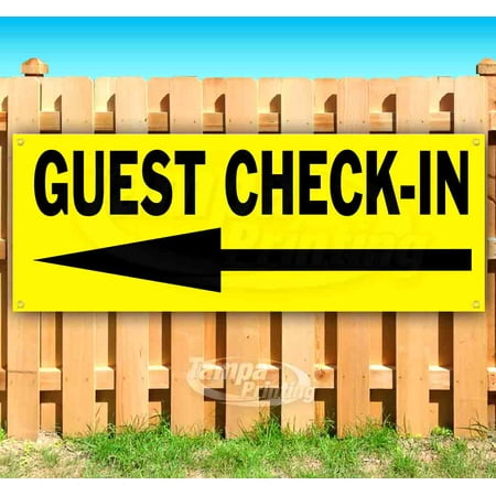 GUEST CHECK-IN 13 oz heavy duty vinyl banner sign with metal grommets, new, store, advertising, flag, (many sizes available)