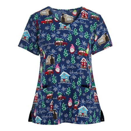 Danhjin Womens Nursing Scrub Tops Printed Working Uniform Short Sleeve V-Neck Workwear Blouse T-shirt with Pockets Scrubs - Summer Savings Clearance
Danhjin Womens Nursing Scrub Tops Printed Working Uniform Short Sleeve V-Neck Workwear Blouse T-shirt with Pockets Scrubs - Summer Savings Clearance