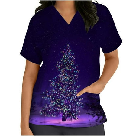 Gallickan Scrubs Women Women Short Sleeve V-neck Tops Uniform Christmas Tree Printed Pockets Blouse Nursing Spring Saving Sale
Gallickan Scrubs Women Women Short Sleeve V-neck Tops Uniform Christmas Tree Printed Pockets Blouse Nursing Spring Saving Sale
