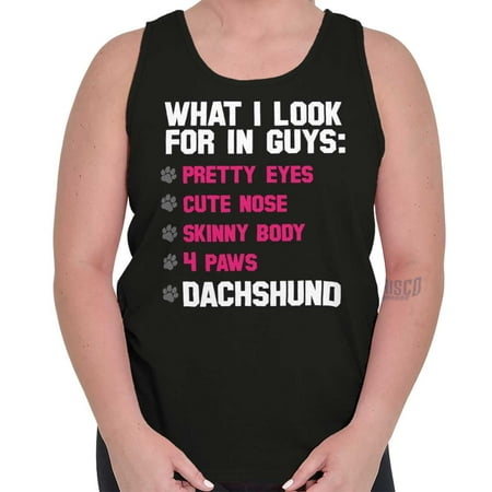 Brisco Brands Look For In Guys Dog Dachshund Tank Top T-Shirt For Women