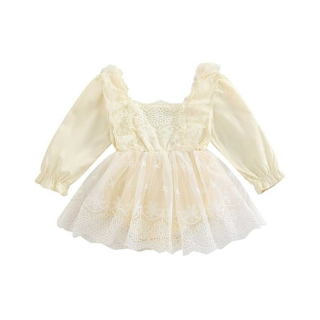 Musuos Infant Girls Romper Tutu Skirt Beige Square Collar Long Sleeve Lace Jumpsuit Princess Dress 0-24 Months
Musuos Infant Girls Romper Tutu Skirt Beige Square Collar Long Sleeve Lace Jumpsuit Princess Dress 0-24 Months
