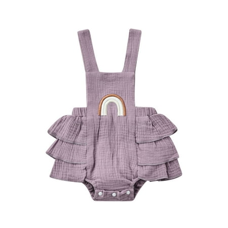 Qmyliery Baby Summer Ruffle Romper Sleeveless Elastic Waist Rainbow Embroidery Strap Bodysuit
Qmyliery Baby Summer Ruffle Romper Sleeveless Elastic Waist Rainbow Embroidery Strap Bodysuit