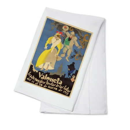 Spain - Valencia - Fiestas de las Fallas - (artist: Vercher, A. c. 1932) - Vintage Advertisement (100% Cotton Kitchen Towel)