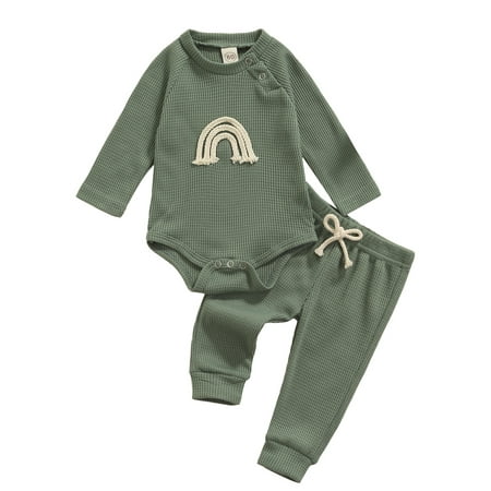 Yinyinxull Newborn Infant Baby Girls Boys Casual Clothes Rainbow Print Plaid Knitted Rompers Pants Outfits Army Green 3-6 Months
Yinyinxull Newborn Infant Baby Girls Boys Casual Clothes Rainbow Print Plaid Knitted Rompers Pants Outfits Army Green 3-6 Months