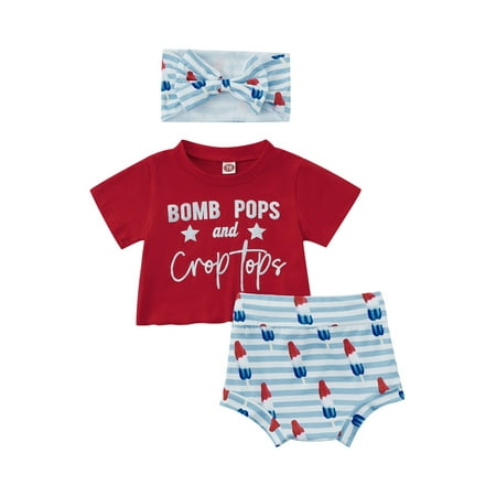 FOCUSNORM Newborn Baby Girl 4th of July Outfit Short Sleeve Bull American Flag T-Shirt Top Shorts Headband 3Pcs Clothes
FOCUSNORM Newborn Baby Girl 4th of July Outfit Short Sleeve Bull American Flag T-Shirt Top Shorts Headband 3Pcs Clothes