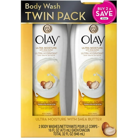 Olay Ultra Moisture Body Wash with Shea Butter, 16 oz, (Pack of 2)