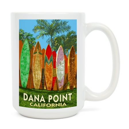 15 fl oz Ceramic Mug Dana Point California Surfboard Fence Dishwasher & Microwave Safe