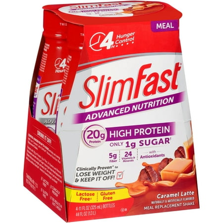 SlimFast Advanced Nutrition Caramel Latte Meal Replacement Shakes, 11 fl oz, 4 count SlimFast Advanced Nutrition Caramel Latte Meal Replacement Shakes, 11 fl oz, 4 count