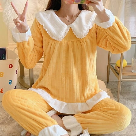 DanceeMangoo Womens Pajamas Set Winter Leisure Elastic Waist Warm Flannel Sleepwear Set Womens Long Sleeve Nightwear Girl Homewear Clothes
DanceeMangoo Womens Pajamas Set Winter Leisure Elastic Waist Warm Flannel Sleepwear Set Womens Long Sleeve Nightwear Girl Homewear Clothes