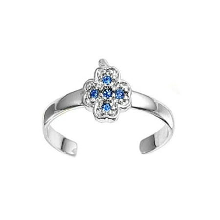 Cross Knuckle/Toe Ring Simulated Sapphire Cubic Zirconia Sterling Silver