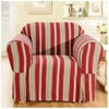 Home Trends Avalon Stripe Chair Slipcover, Burgundy