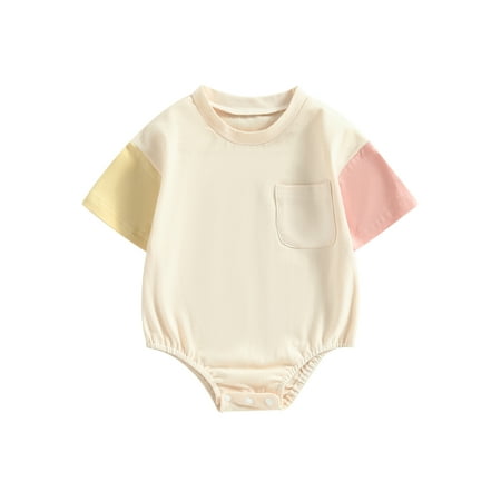 MissiMae Baby Girls Boys Romper Short Sleeve Crew Neck Contrast Color Bodysuit for Summer Casual Daily 0-24M
MissiMae Baby Girls Boys Romper Short Sleeve Crew Neck Contrast Color Bodysuit for Summer Casual Daily 0-24M
