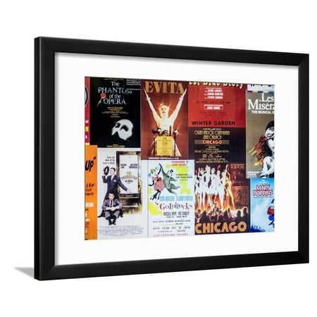 NYC Street Art - Patchwork of Old Posters of Broadway Musicals - Times Square - Manhattan Framed Print Wall Art By Philippe Hugonnard