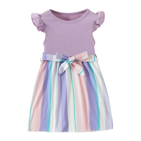 TAIAOJING Little Girls Dresses Toddler Fly Sleeve Patchwork Colour Striped Prints Princess Dress Clothes Cute Sundress 18-24 Months
TAIAOJING Little Girls Dresses Toddler Fly Sleeve Patchwork Colour Striped Prints Princess Dress Clothes Cute Sundress 18-24 Months