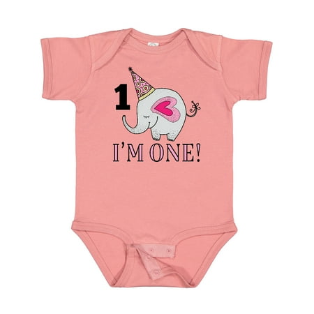 Inktastic 1st Birthday Elephant 1 Year Old Gift Baby Girl Bodysuit