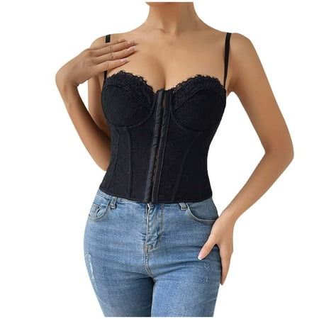 JGGSPWM Women s Buckle Lace Bustier Corset Top Spaghetti Strap Cami Crop Top Black L
JGGSPWM Women s Buckle Lace Bustier Corset Top Spaghetti Strap Cami Crop Top Black L