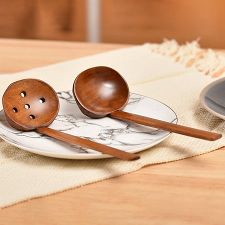 Riguas Hot Pot Spoon Non-slip Engraved Wooden Ajisen Ramen Hot Pot Spoon Strainer Tableware