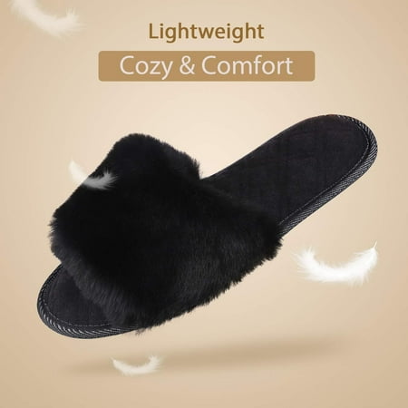 SHRZRA Women s Faux Bunny Fur Memory Foam House Slippers Cute Comfy Flat Slide Sandals Cozy House Shoes Black 38-39
SHRZRA Women s Faux Bunny Fur Memory Foam House Slippers Cute Comfy Flat Slide Sandals Cozy House Shoes Black 38-39