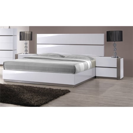 Chintaly Imports King Panel Bed in White and Gray